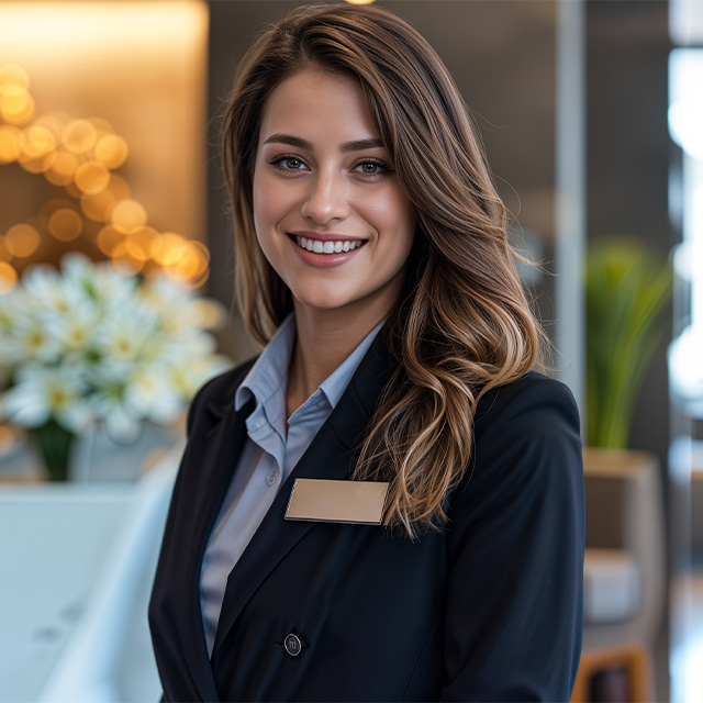 A woman working in customer service